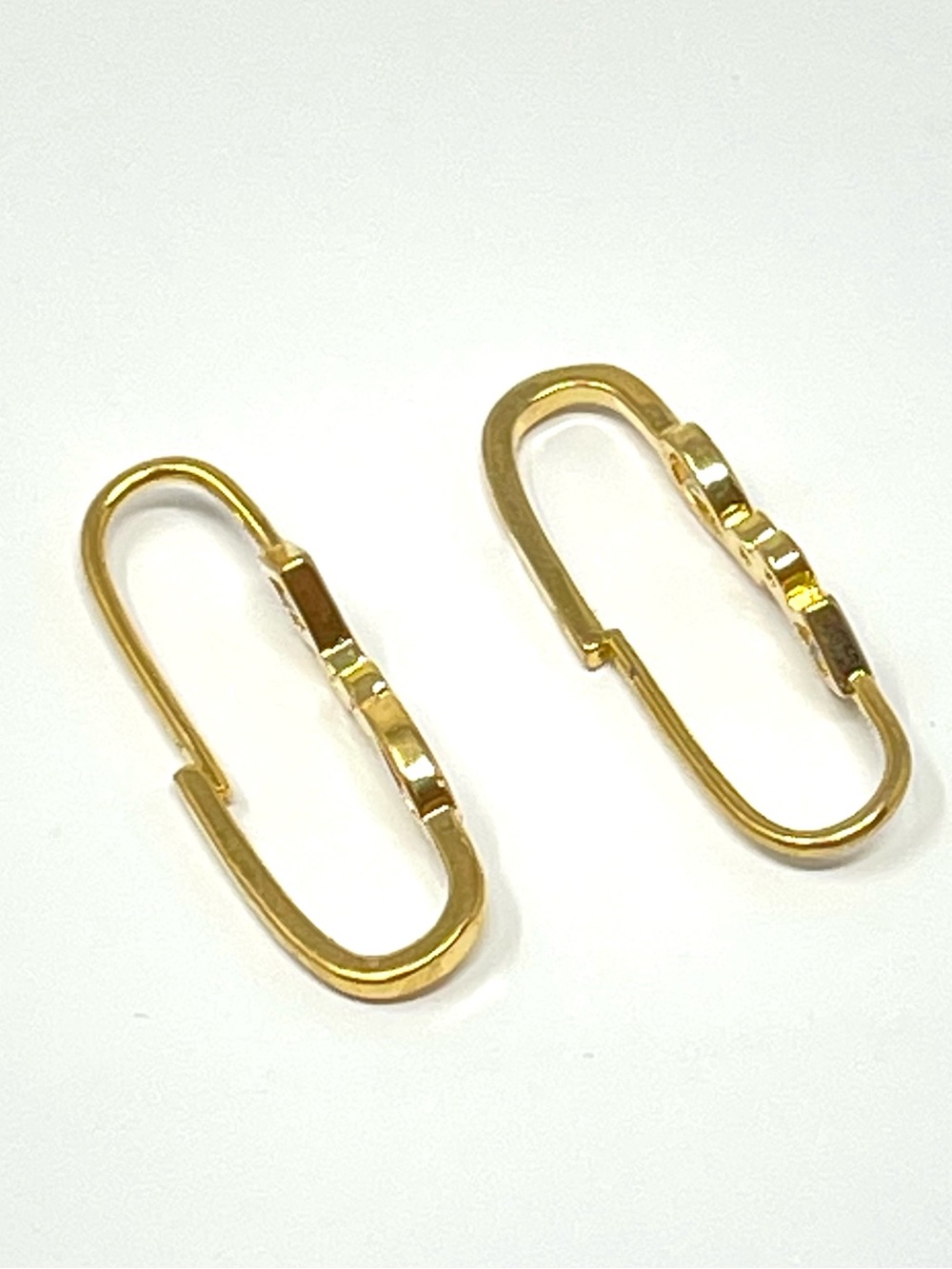 New Anthropologie Cubic Zirconia Geometric Clip Gold Earrings - Picture 3 of 4